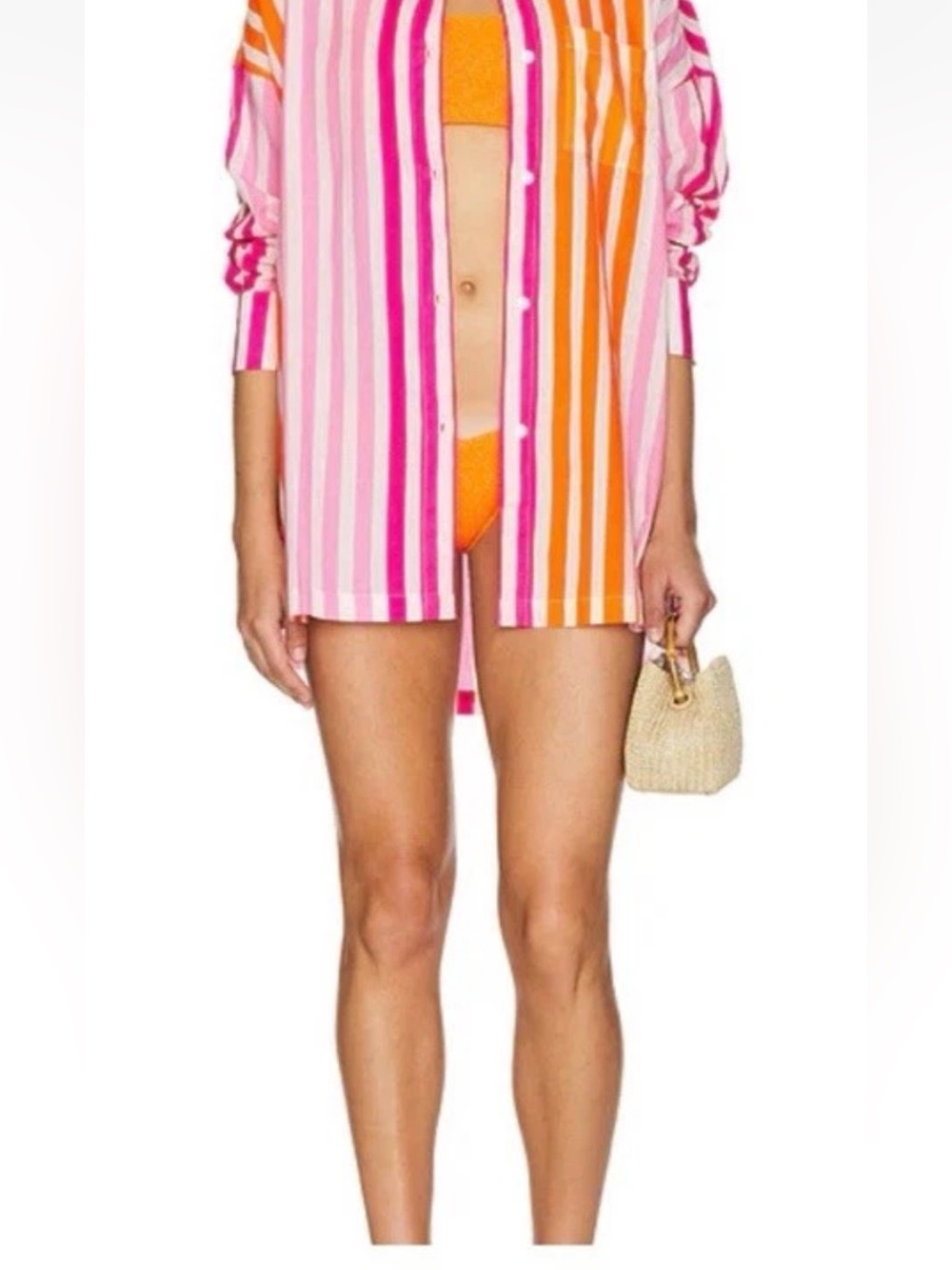 Beach Riot Striped Pink & Orange oversized blouse coverup S/M